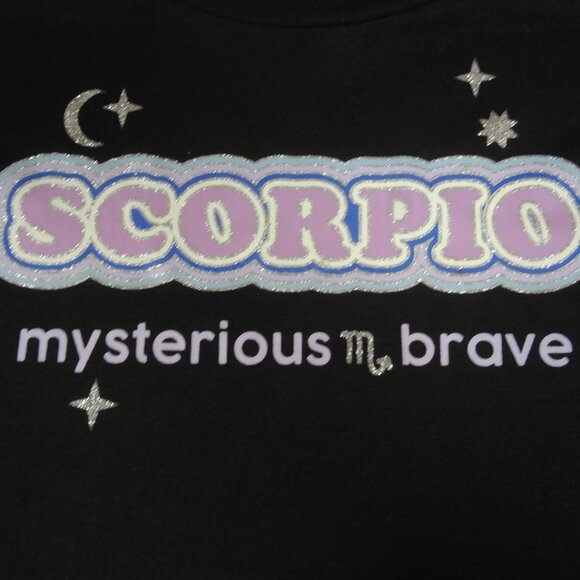 SCORPIO MYSTERIOUS & BRAVE - BLACK XL 16/18 WOMENS JR CROP TOP T-SHIRT L216 - Picture 4 of 4